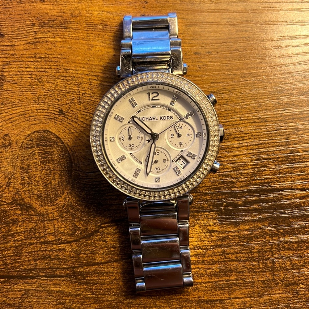Michael Kors Parker Women's Watch, Stainless Steel and Pavé (WITH BOX)